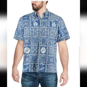Reyn Spooner Mens Washed Light Blue Los Angeles Dodgers Lahaina Button Down L